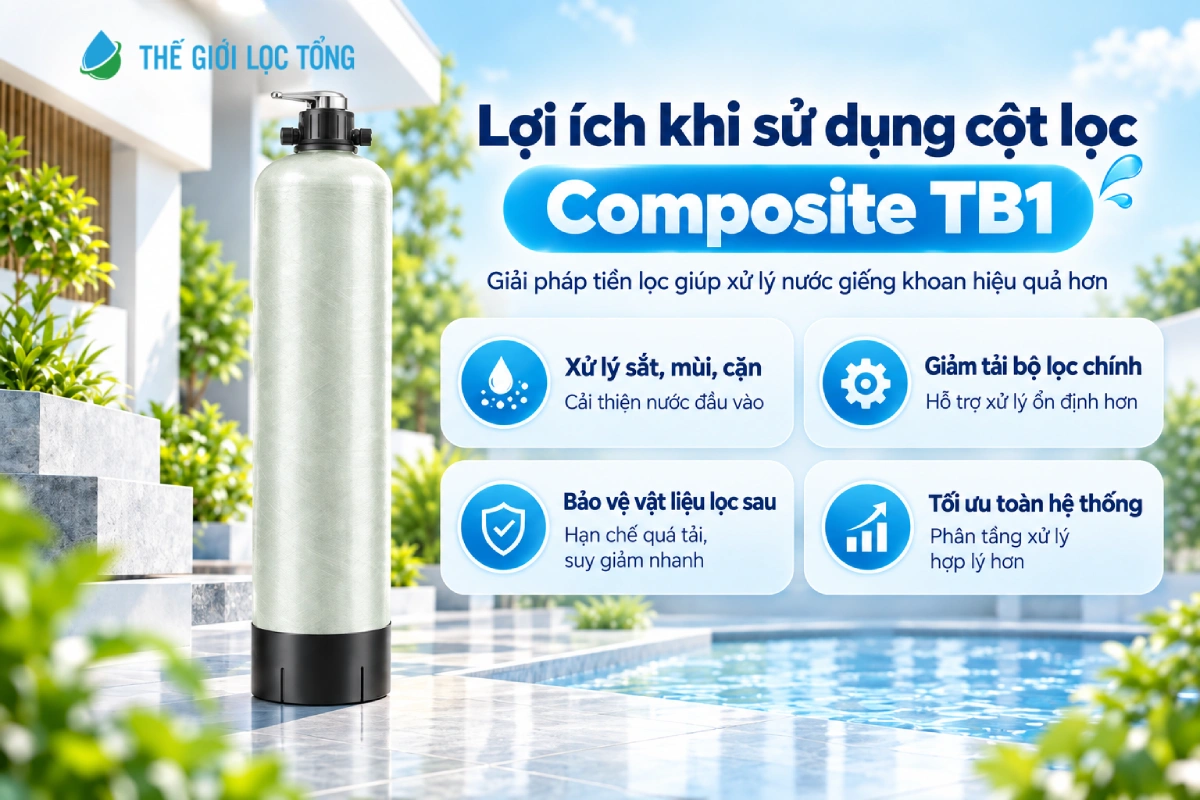 Lợi ích khi sử dụng cột lọc nước giếng Composite TB1